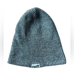 Neff Blue Ribbed Knit Beanie Slouch Cuffless One Size Winter Hat skater